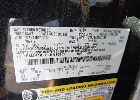 2020 Ford Expedition Limited Max z USA, uszkodzony, nr VIN 1FMJK1KT6LEA10952